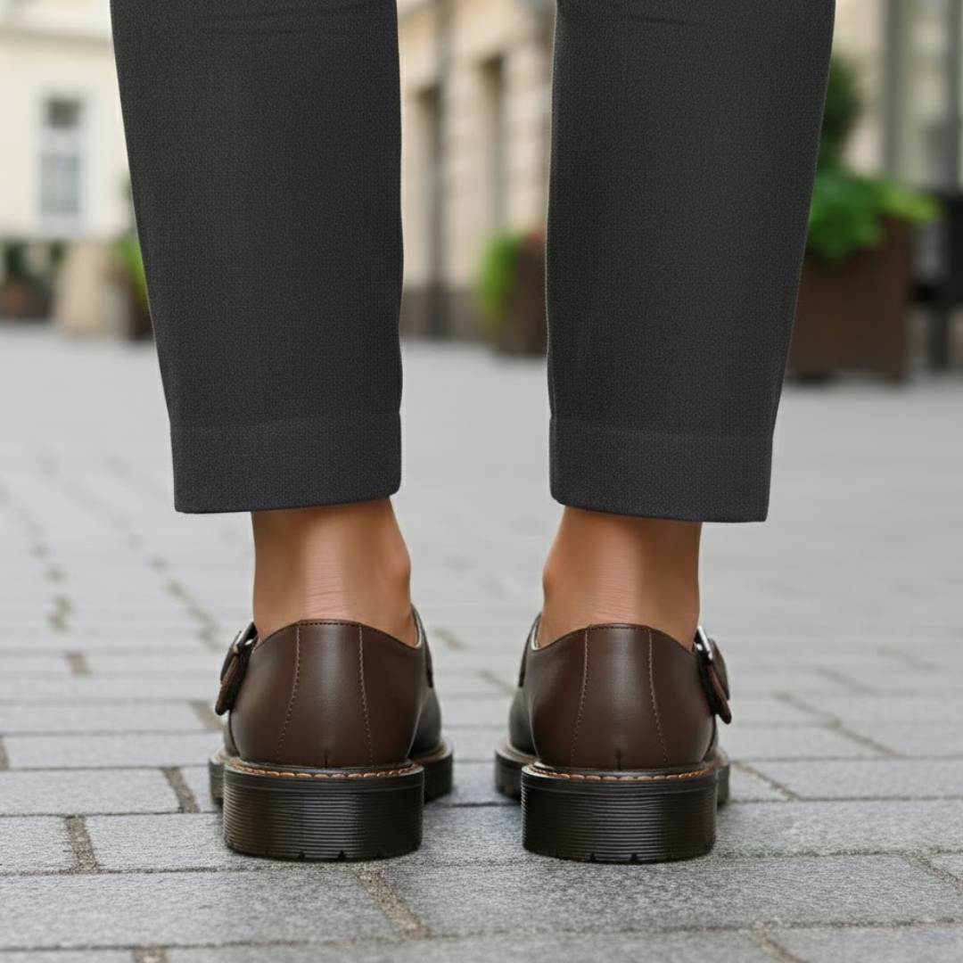Women Strap Shoes Buckle Closure Cushioned Sole