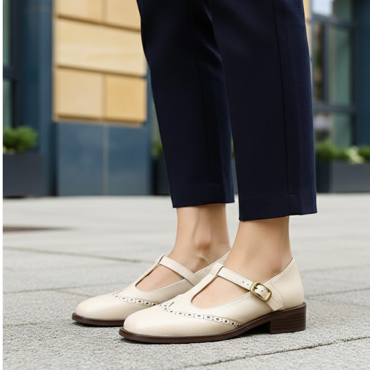 Women Strap Shoes Buckle Closure Cushioned Sole