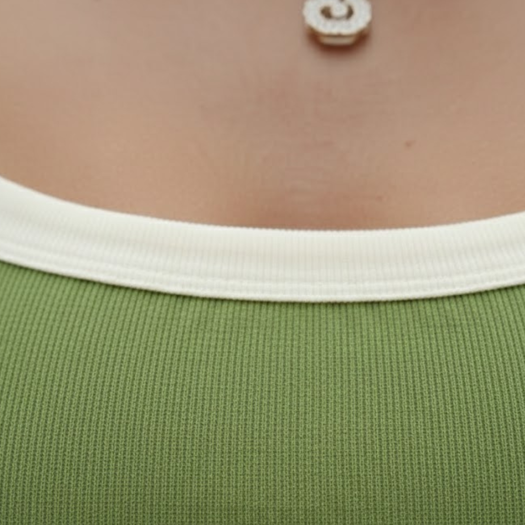 Haut court à bretelles pour femmes en mélange de coton à rayures contrastées