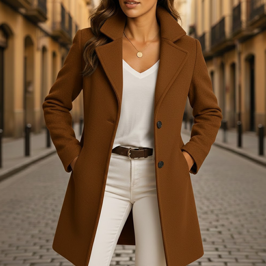 Oversized Wool Coat Structured Collar Autumn Winter