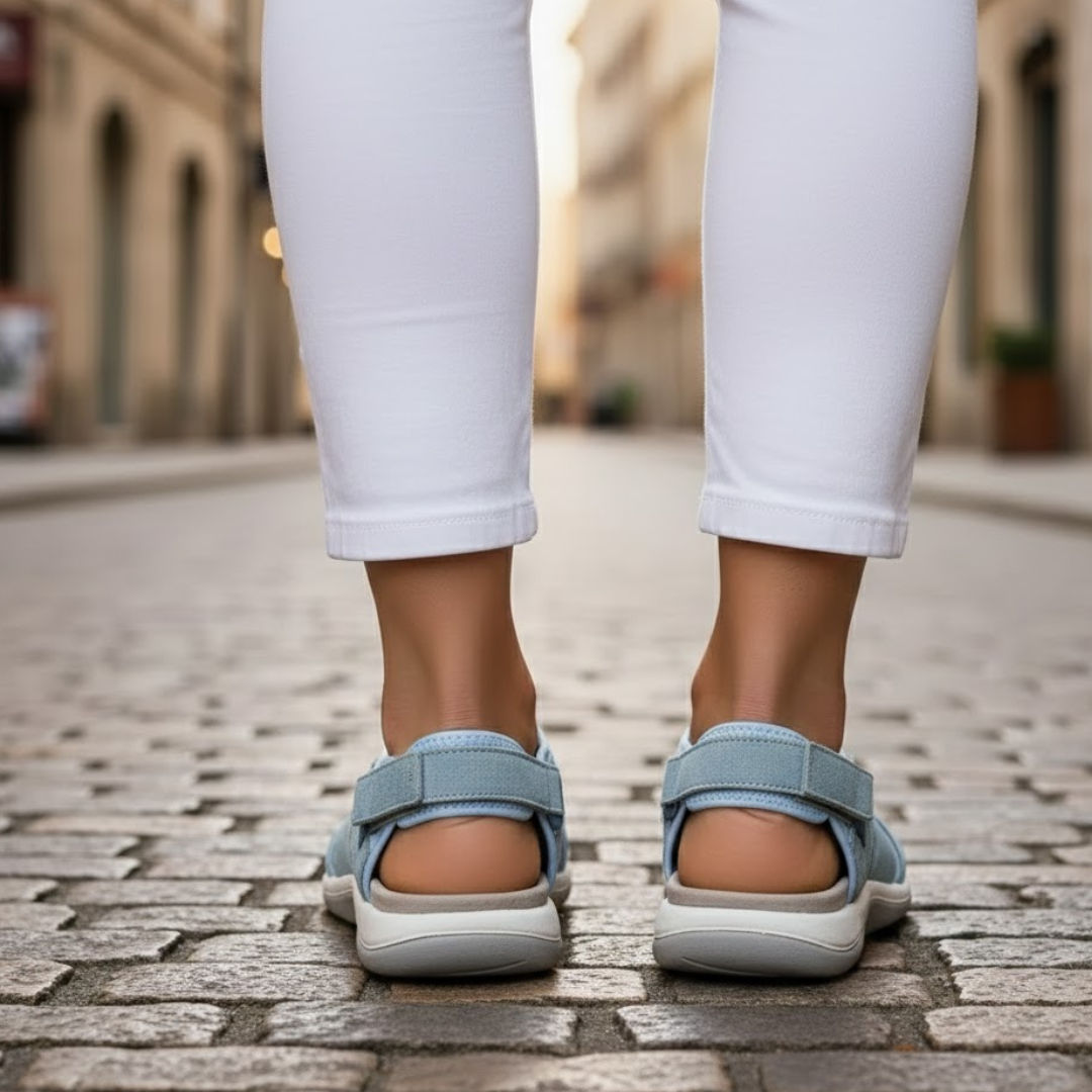 Women Summer Sandals Leather Upper Rubber Sole