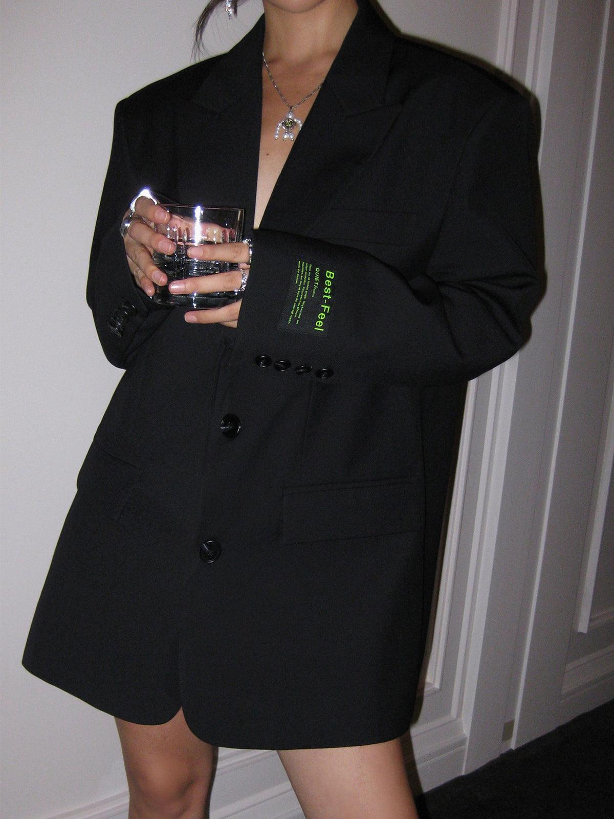 Blazer para mujer con solapas grandes y manga larga ajustada