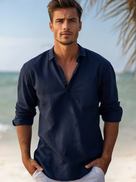 Men's Shirt Linen Sleeveless Button-Up Breathable Casual Beach Wear