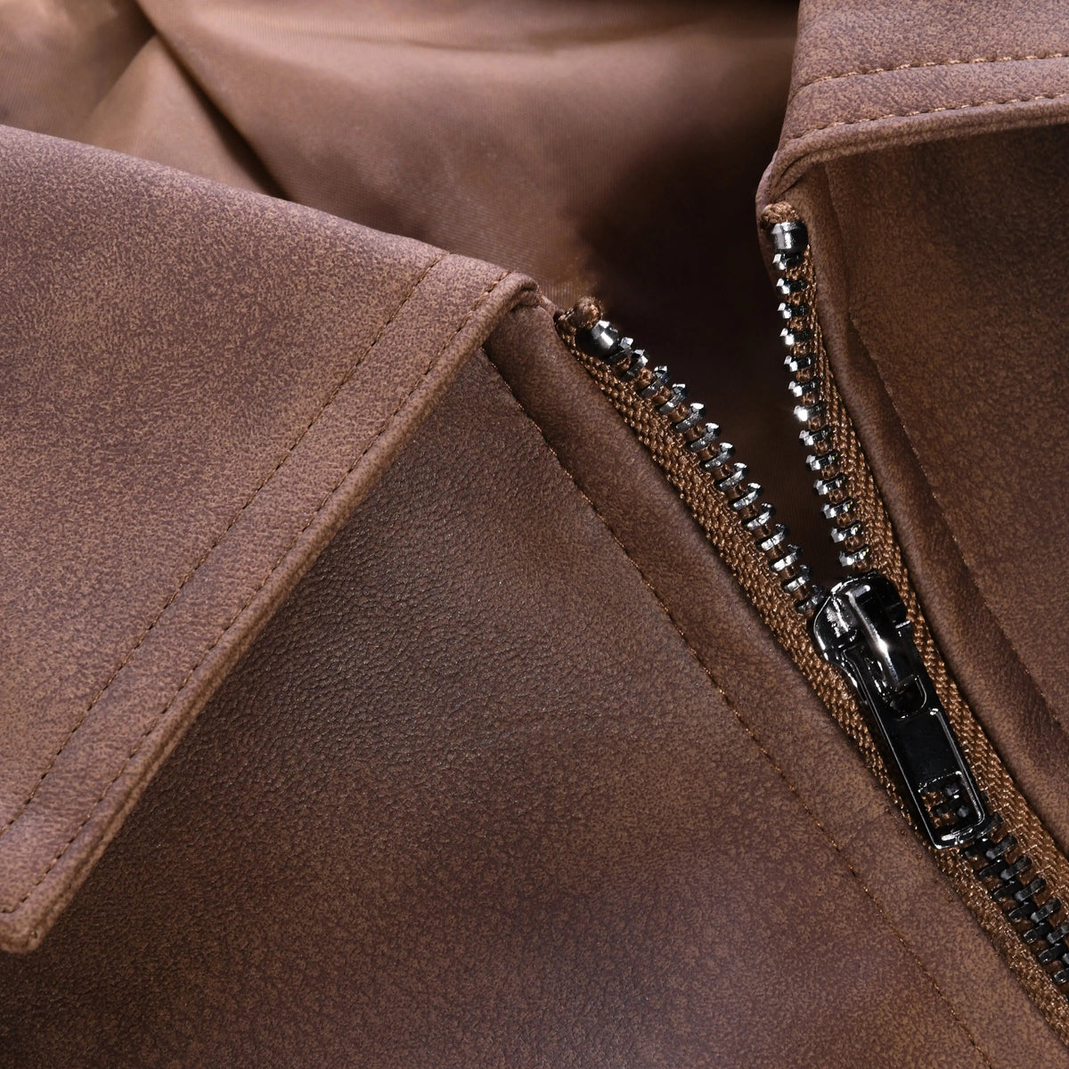 Veste en cuir homme style motard à manches longues zippée