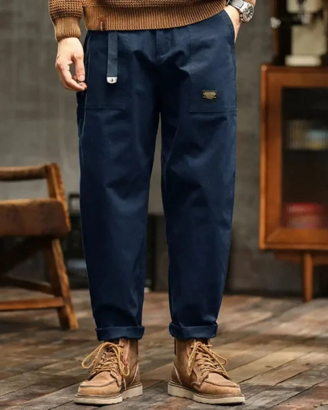 Men's Cargo Pants Cotton Relaxed Fit Multiple Pockets Casual