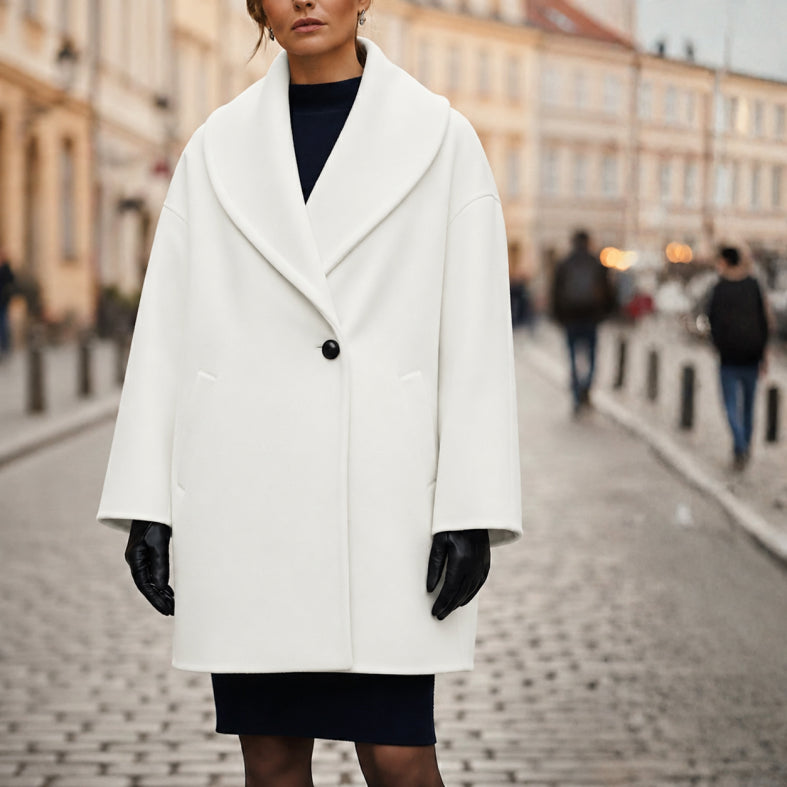 Abrigo de mezcla de lana para mujer, de gran tamaño, otoño invierno