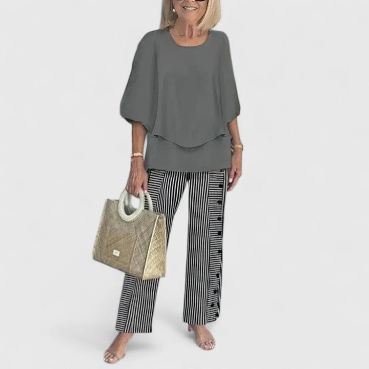 Women's Two-Piece Outfit Set Lightweight Relaxed Fit Top And Pants