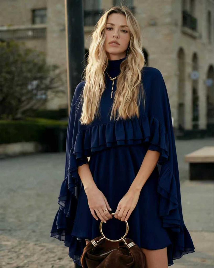 Women's Layered Chiffon Ruffle Mini Dress | Cloak