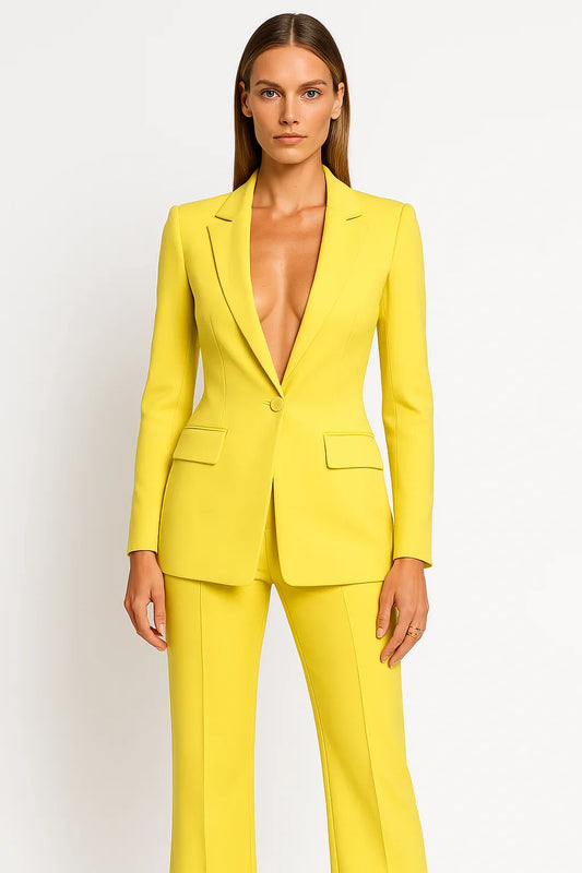 Ensemble femme 2 pièces blazer pantalon coupe droite manches longues – formel