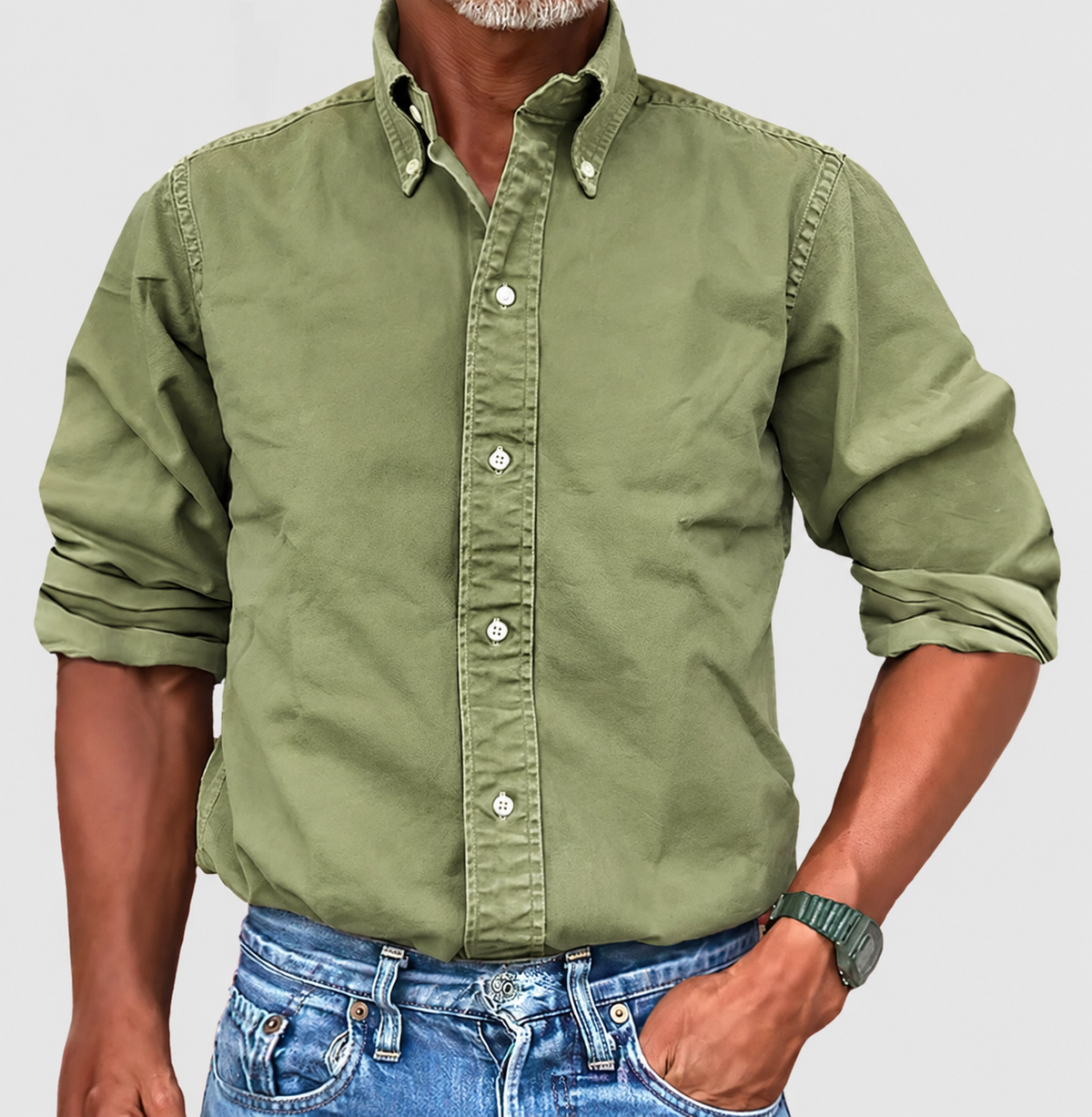 Men's Vintage Wash Cotton Button Down Shirt | Relaxed Fit