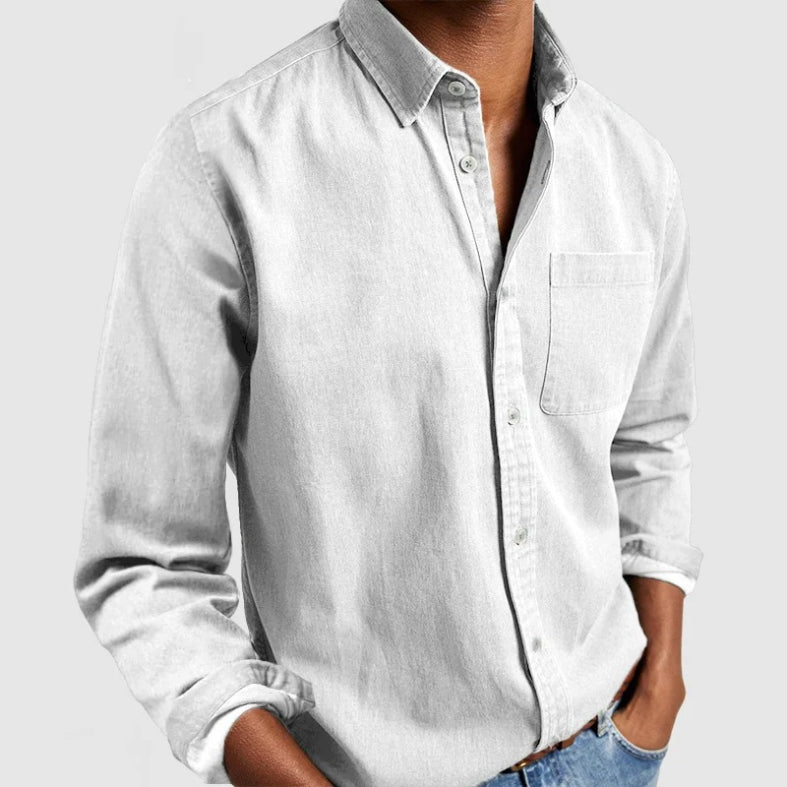 Men's Vintage Cotton Chambray Shirt Top