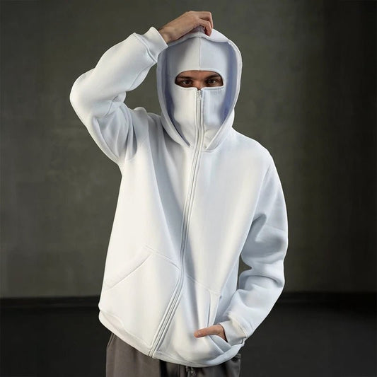 Men's Balaclava Zip Hoodie | Full-Face Streetwear Front