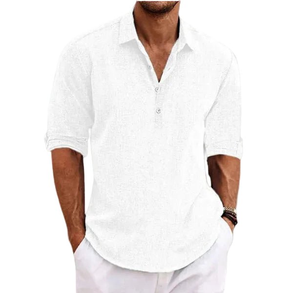 Men's Breathable Linen Polo Shirts | Henley Collar Back