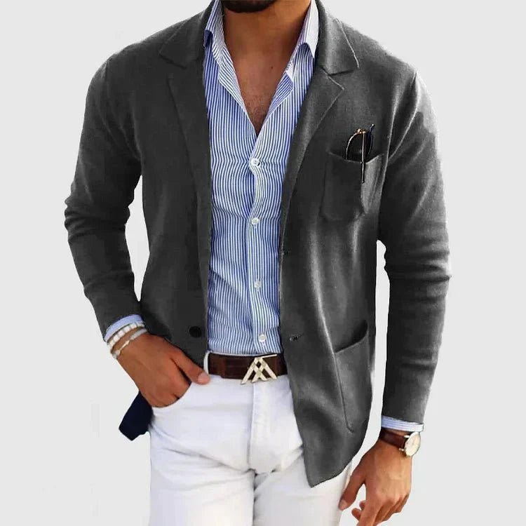 Men's Casual Knit Blazer Jacket | Patch Pocket Smart Lifestyle