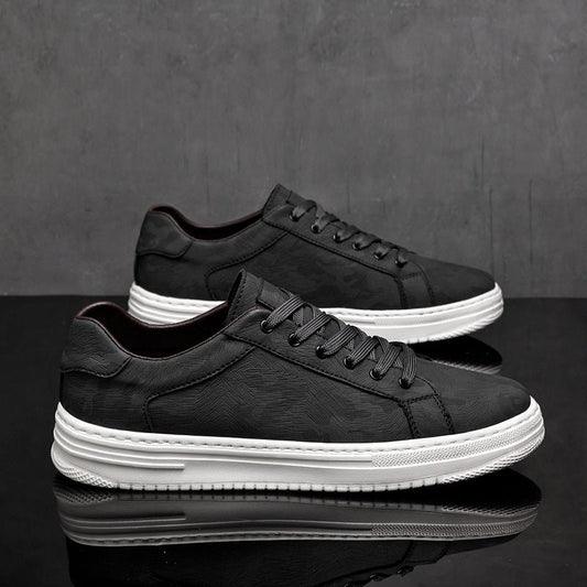 Men's Embossed Leather Sneakers | Casual Front