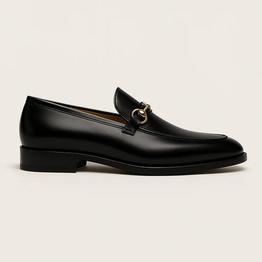 Men's Faux Leather Horsebit Loafers | Formal Dress Shoe Front