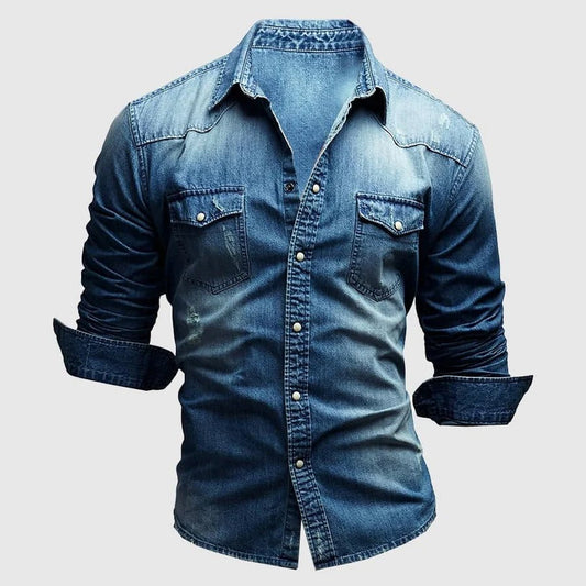 Men's Gradient Denim Shirt | Slim Fit Front