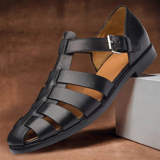 Men's Leather Fisherman Sandals | Multi-Strap Front