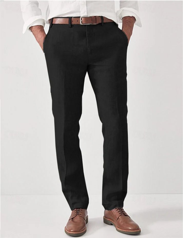 Men's Linen Dress Pants | Slim Fit Summer Detail