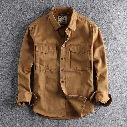 Men's Long Sleeve Shirt | Dual Chest Pocket Casual Front