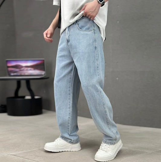 Men's Loose Fit Straight Leg Jeans | Relaxed Full Length Front