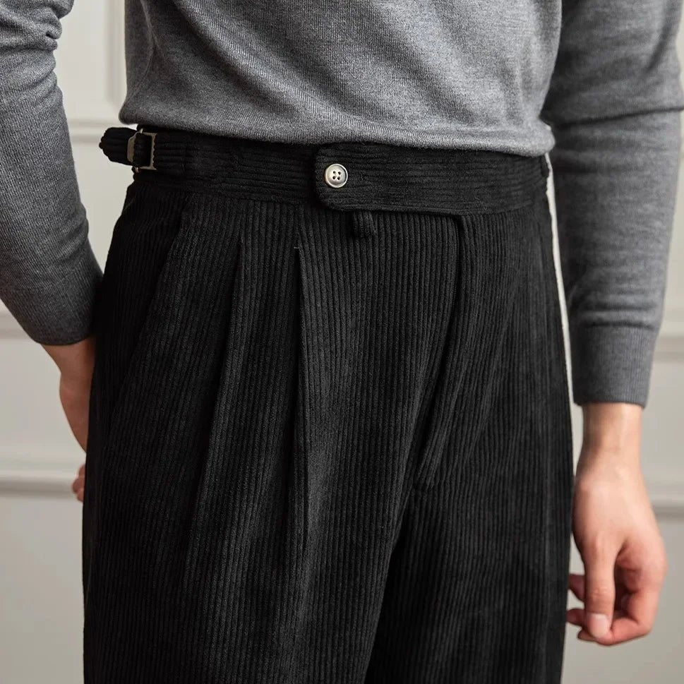 Men's Pleated Corduroy Trousers | High-Waist Tailored Fit Alternate