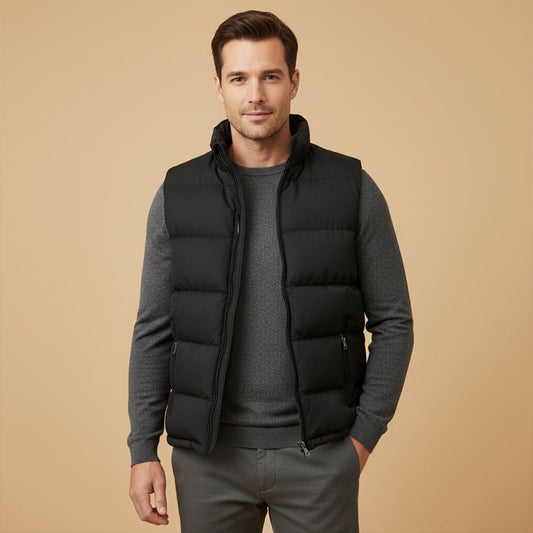 Men's Quilted Padded Puffer Vest | Sleeveless Gilet Front