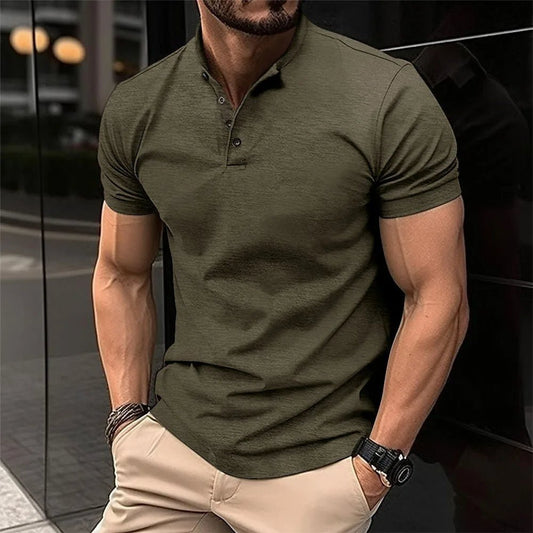 Men's Short Sleeve Henley Shirt | Button Placket Front