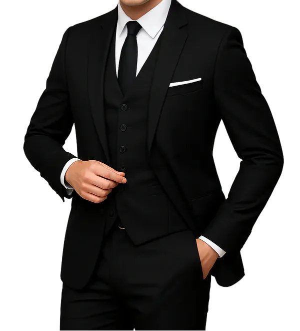 Men's Single Breasted Slim Fit Formal Suit | 3-Piece Vest Set Side