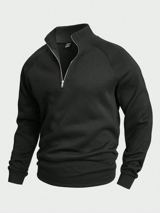 Men's Stylish Zip High Neck Sweater | Layering Knit Fit Front