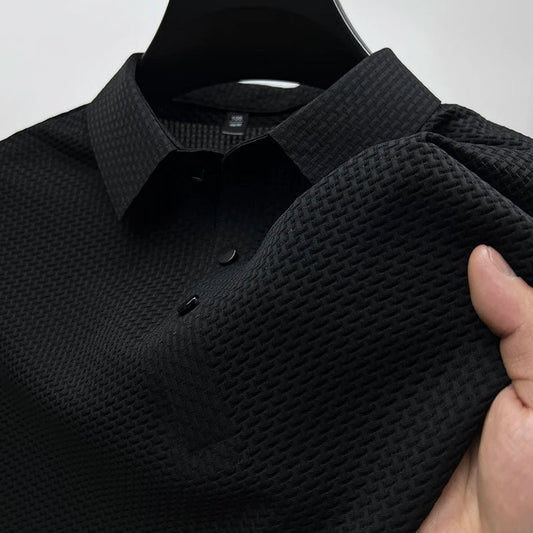 Men's Textured Weave Polo Shirt | Short Sleeve Front