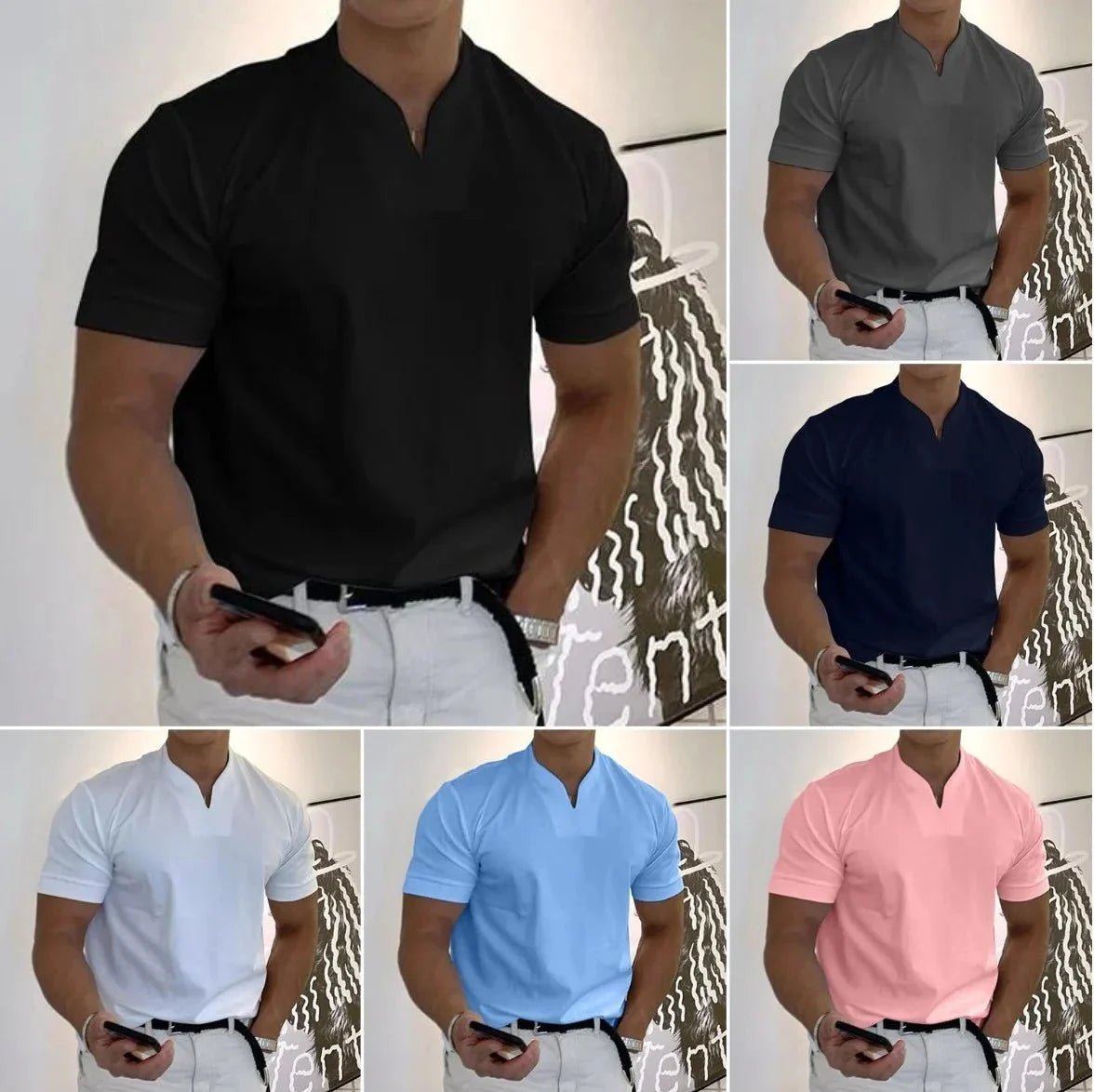 Men's V-Neck Quick-Dry Performance T-Shirt | Athletic Fit Full