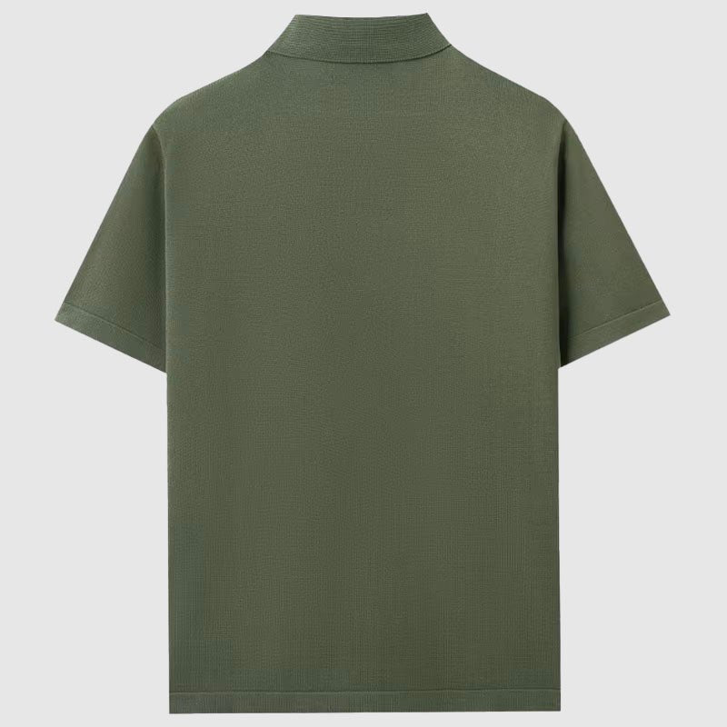 Men's Zigzag Knitted Shirt | Short Sleeve Close Up