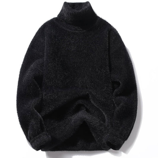 Unisex Turtleneck Fluffy Sweater | Cozy Knit Pullover Front