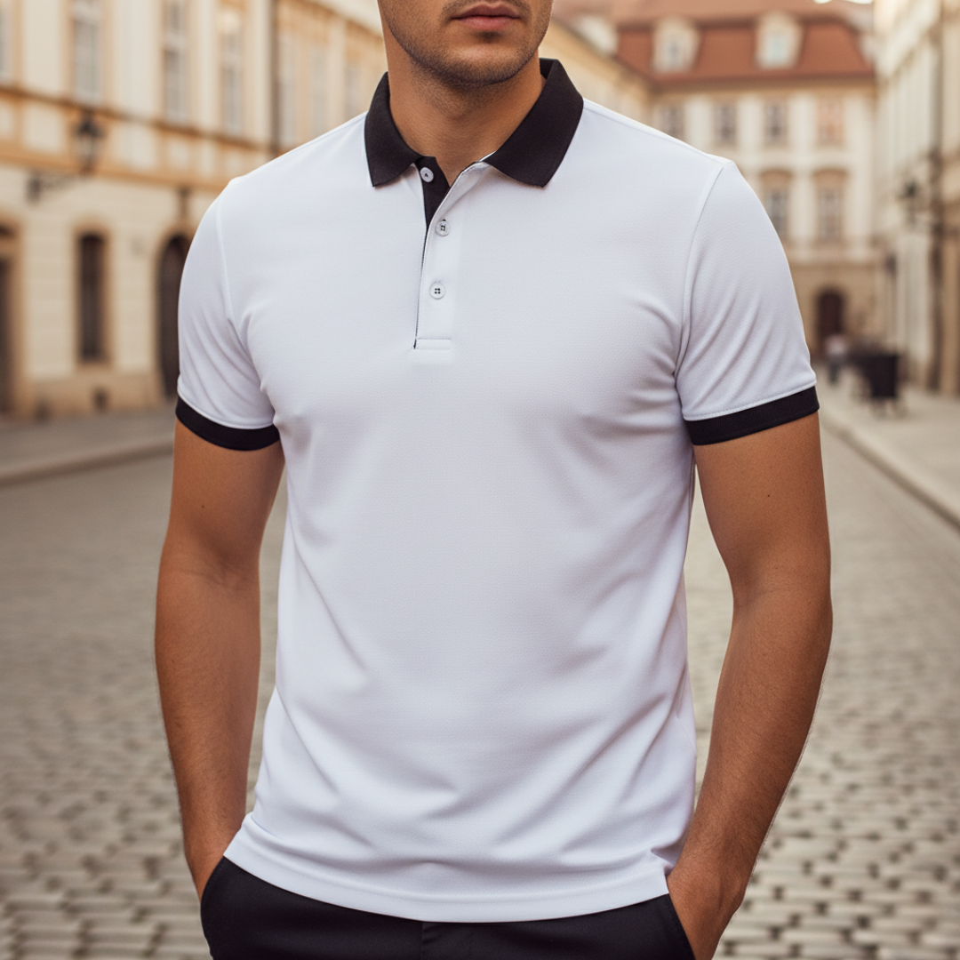 Camiseta de hombre con mangas cortas y cuello tipo polo