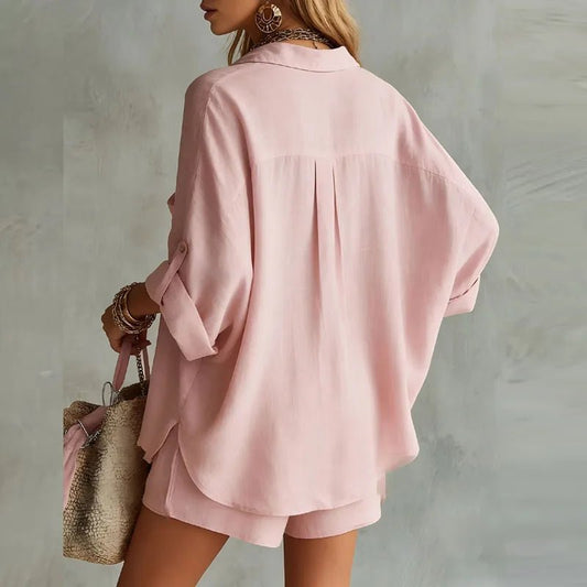 Women's Oversized Summer Linen Matching Set | Two-Piece Front