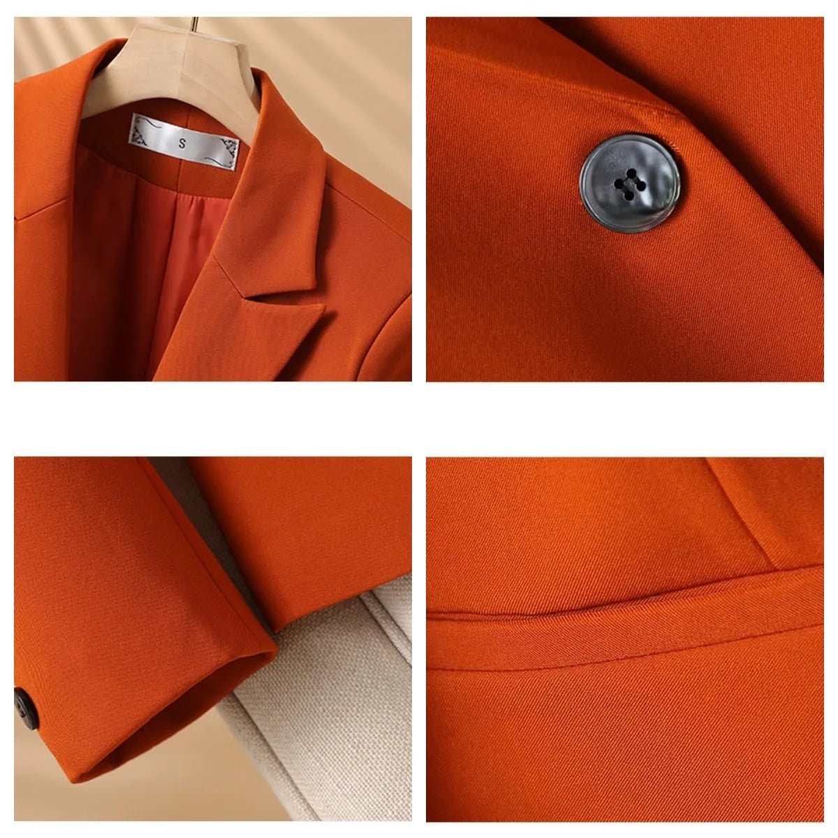 Women's Peplum One-Button Blazer | Contoured Seam Tailored Fit Back