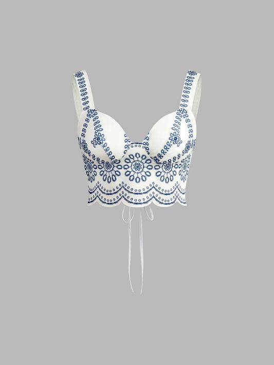 Women's Sleeveless Tie Back Skirt Set | Printed Front