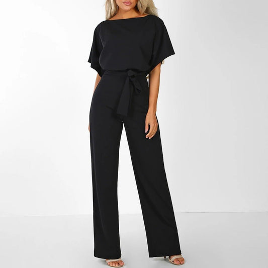 Women's Tie-Front Batwing Jumpsuits Front
