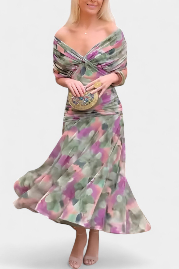 Vestido de mujer floral de manga larga para ceremonia