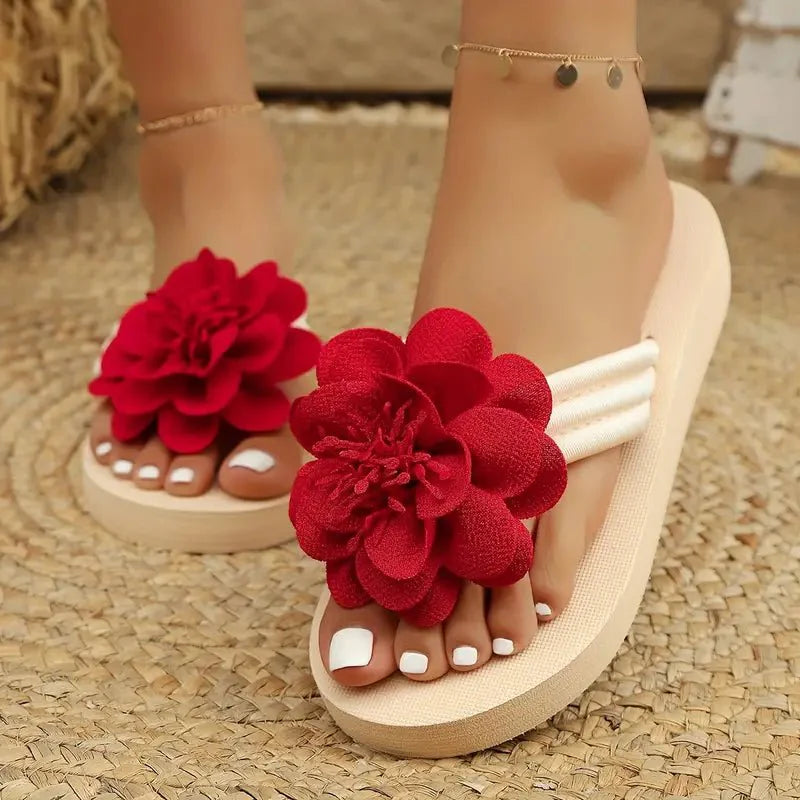 Women's Sandals Floral Slide Slip-On Open Toe Low Heel Casual