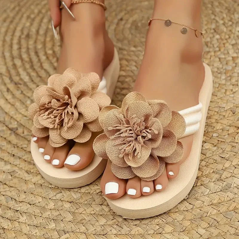 Women's Sandals Floral Slide Slip-On Open Toe Low Heel Casual