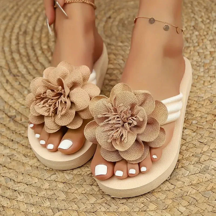 Women's Sandals Floral Slide Slip-On Open Toe Low Heel Casual