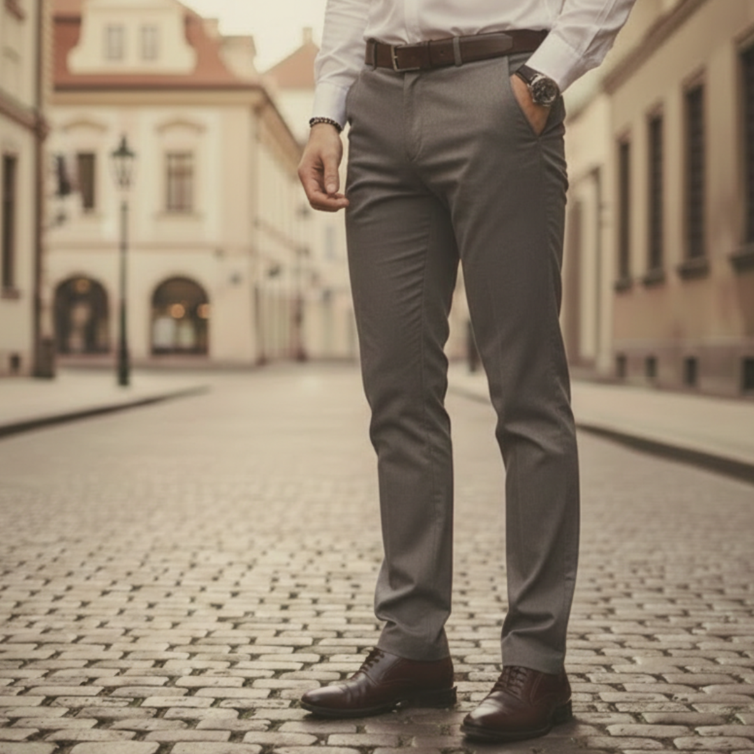Pantalones elásticos para hombre de poliéster y elastano ajuste clásico