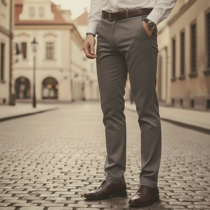 Pantalones elásticos para hombre de poliéster y elastano ajuste clásico