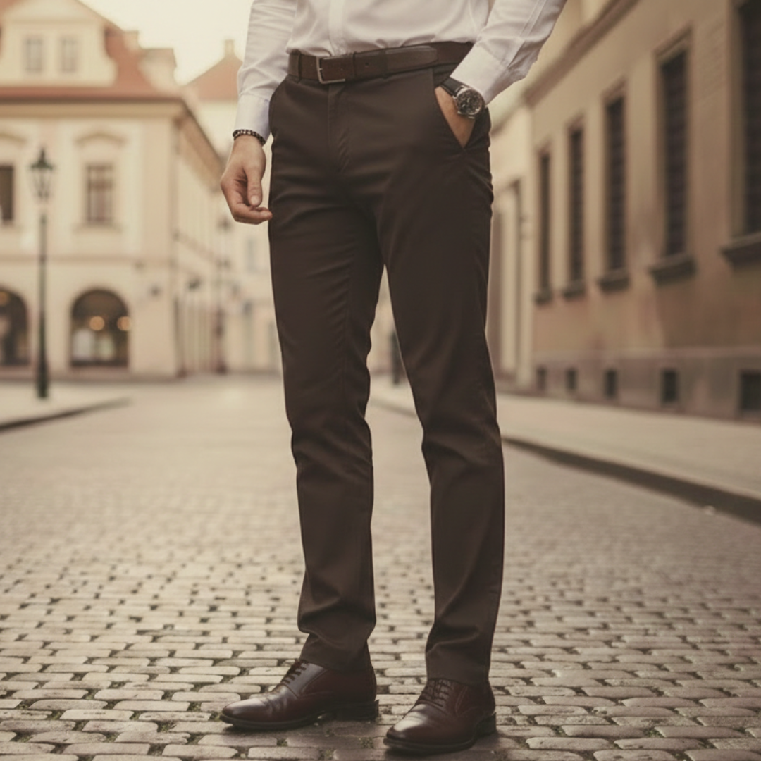 Pantalones elásticos para hombre de poliéster y elastano ajuste clásico