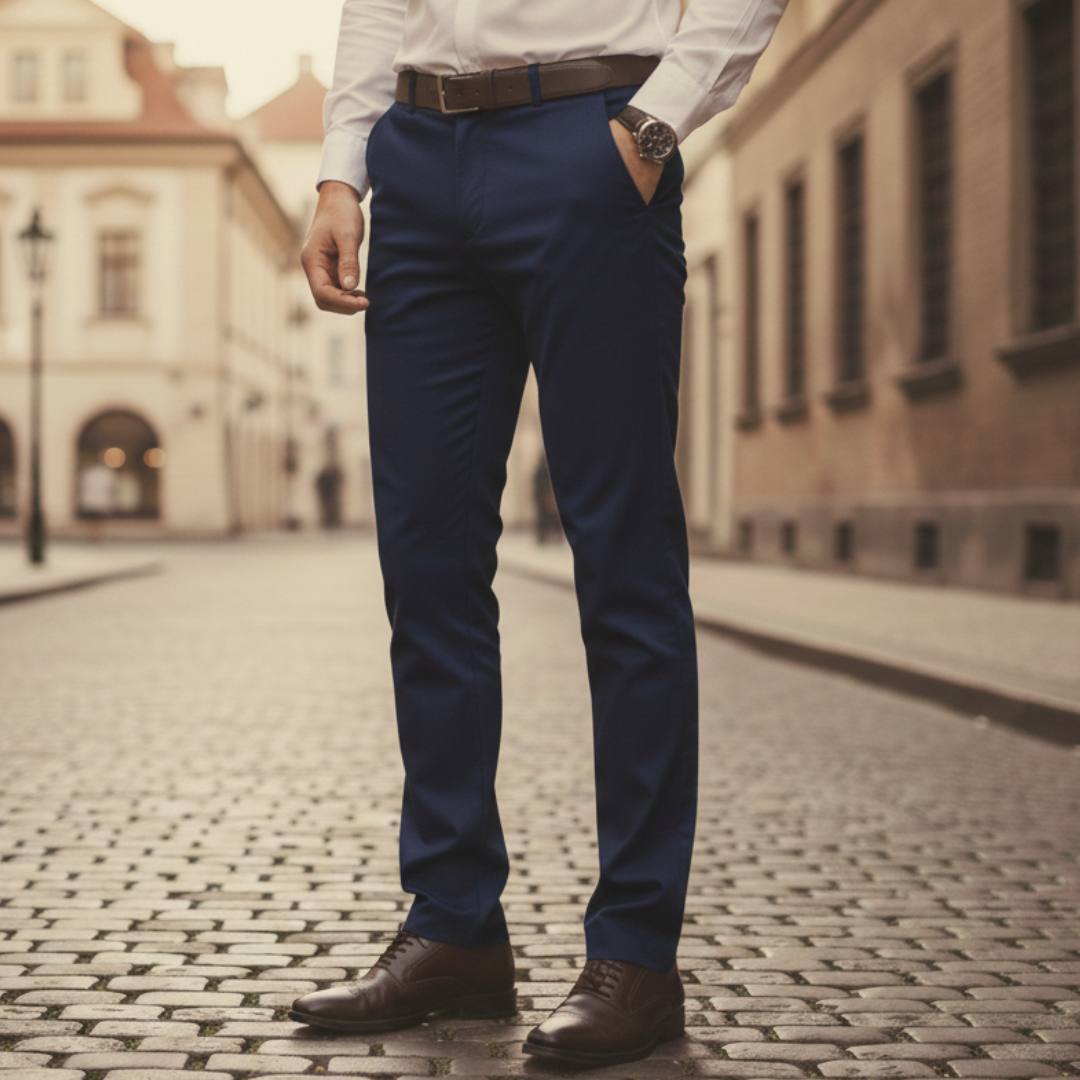 Pantalones elásticos para hombre de poliéster y elastano ajuste clásico
