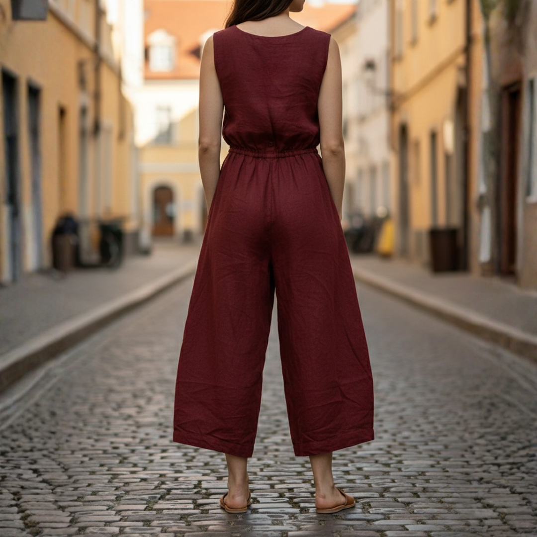 Jumpsuit Sleeveless Wide Leg Elastic Waist Women