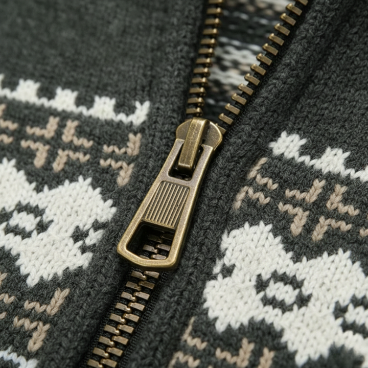 Cardigan à fermeture éclair intégrale pour homme, style nordique