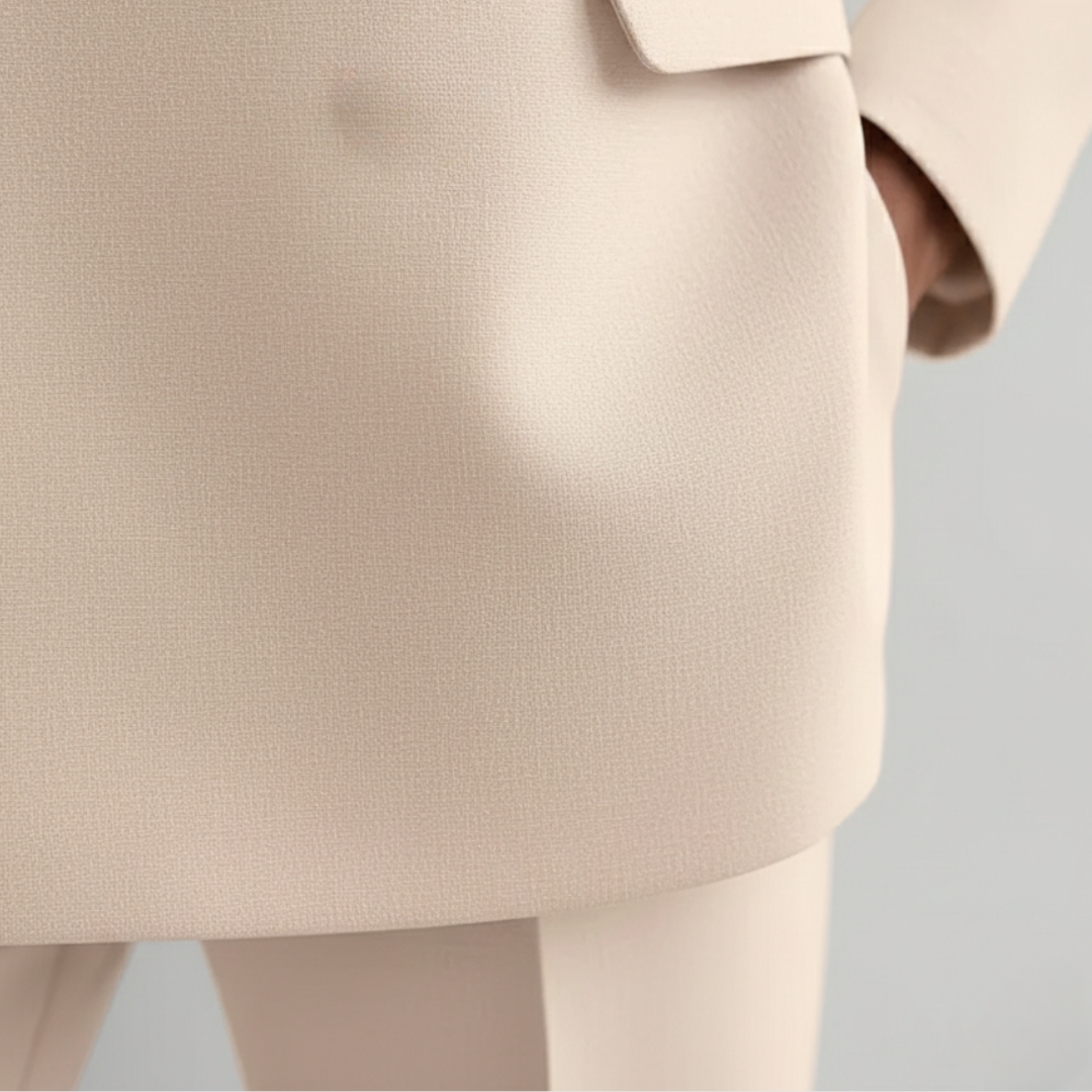 Suit Set Double-Breasted Blazer Straight Leg Pants Womens